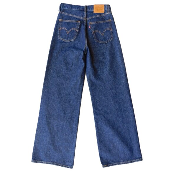 Levi's Ribcage Wide Leg Jeans in Shaded View | Dark Wash Denim | Y2K | EUC | 25 - Picture 2 of 11